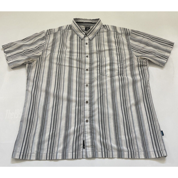 Vintage Kuhl Button Up Shirt Mens Short Sleeve Striped‎ XL Hiking Work Wear READ - Picture 1 of 10